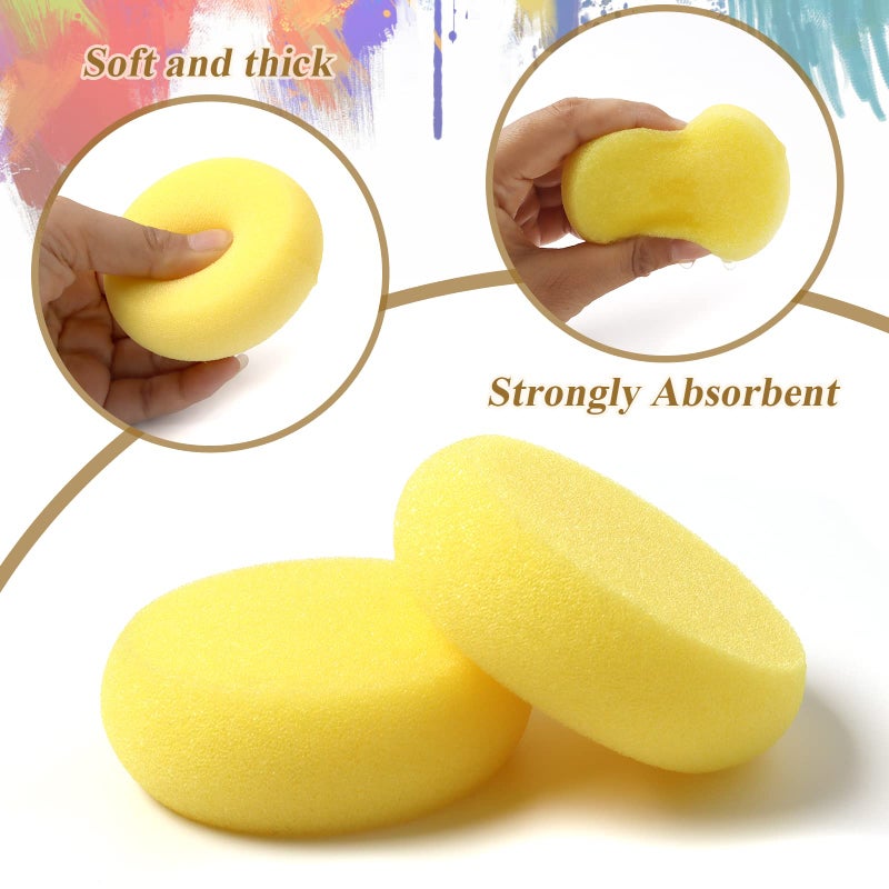 Hapy Shop 24 Pack Round Sponges Yellow Painting Sponges Synthetic Artist Sponge Pottery Sponge for Painting, Crafts, Ceramics, Household Use and More, 2.8 Inch - Image 3